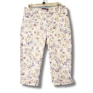Gloria Vanderbilt Amanda Petite Floral Corduroy Capri Pants | Size 12P
